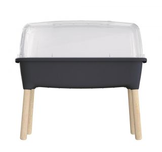 Domowy ogród na drewnianych nóżkach z pokrywą - Szklarenka domowa Respana Planter - 77 cm - antracyt