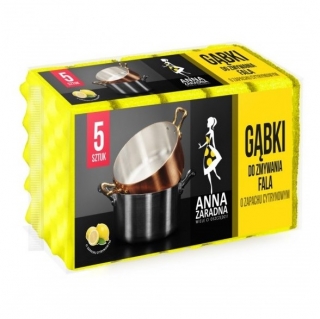 Gąbki do zmywania - FALA - zapach cytrynowy - 5 szt.