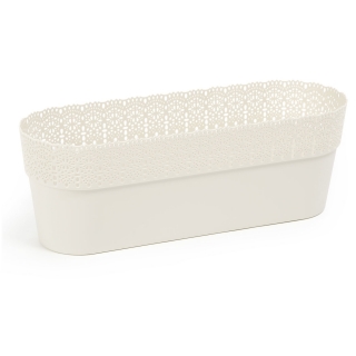 Osłonka z koronkowym wykończeniem, ażurowa Bella - 30 x 11,7 cm - kremowa